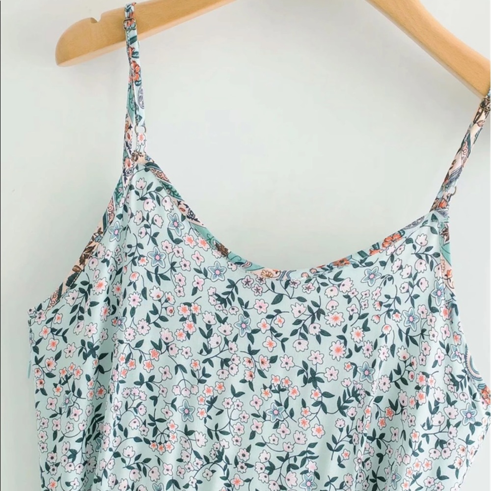 Boho Floral Gypsy Print Cami Midi Dress Blue - Picture 7 of 10